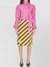 Gucci Silk Twill Shirt Neck Bow Rose Pattern In Multi