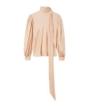 Gucci Silk Twill Shirt With Ribbon In Neutral