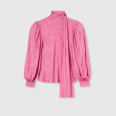 Gucci Floral-motif Long-sleeve Shirt In Pink