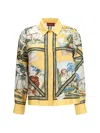 Gucci Bicolor Silk Pattern Shirt In Yellow