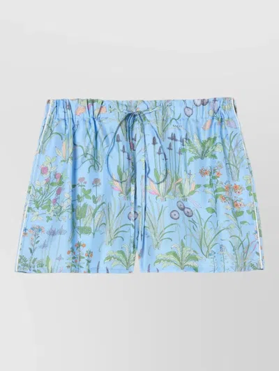 Gucci Silk Twill Shorts Floral Print Piping