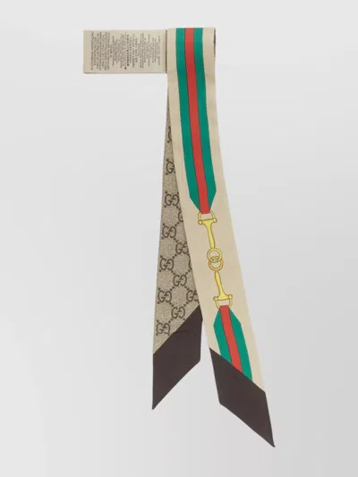 Gucci Silk Twilly Scarf Horsebit Print In Multi