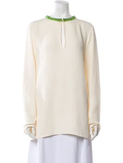 Pre-owned Gucci Silk V-neck Tunic In Neutral