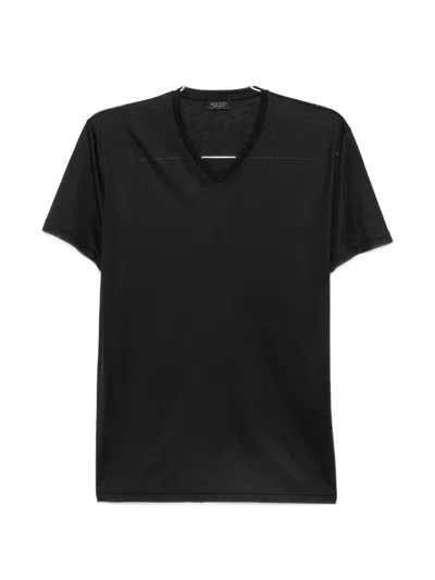 Gucci Silk V-necked T-shirt In Black