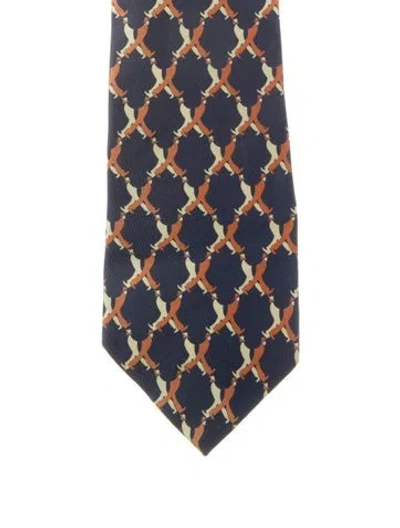Pre-owned Gucci Silk 'walking Gentlemen' Print Tie In Multi