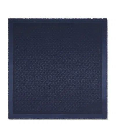 Gucci Silk Wool Horsebit Jacquard Shawl In Blue