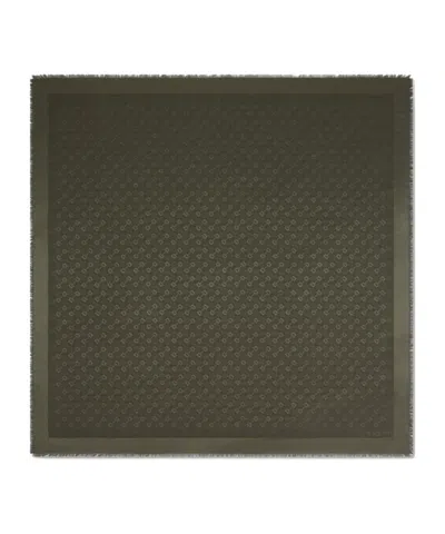 Gucci Silk Wool Horsebit Jacquard Shawl In Green