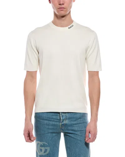 Gucci Silk-blend Crewneck Sweater In Neutral