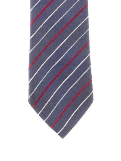 Pre-owned Gucci Silk-blend Embroidered Tie In Blue