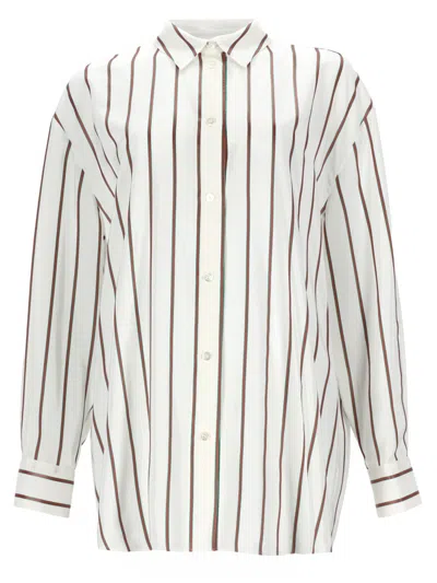 Gucci Silk-blend Striped Oversized Button-up Shirt In White