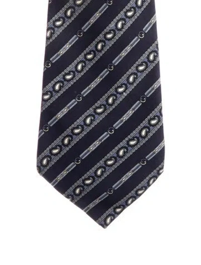 Pre-owned Gucci Silk-blended Tie In Blue