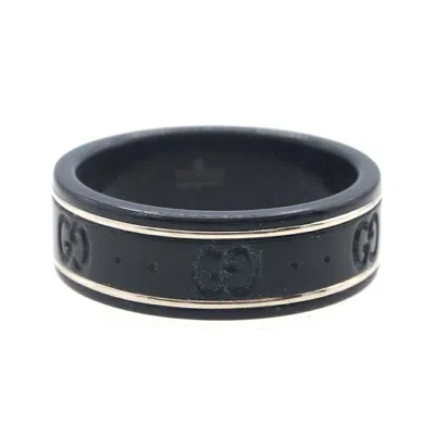 Pre-owned Gucci Silver Black Band Ring () In Multi