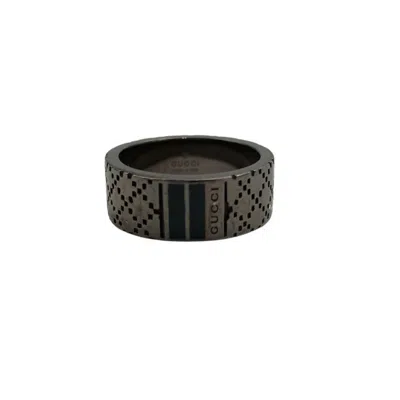 Pre-owned Gucci Silver Black Silver 925 Band Ring () In Multi