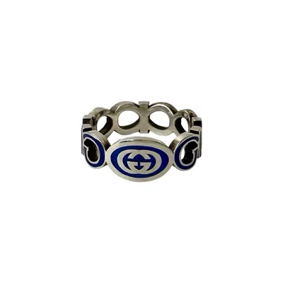 Pre-owned Gucci Silver Blue Silver 925 Band Ring ()