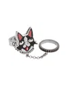 Gucci Silver Bosco Black Spinel Double Enamel Ring In Metallic