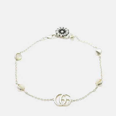 Pre-owned Gucci Silver Double G Flower Bracelet In Multi