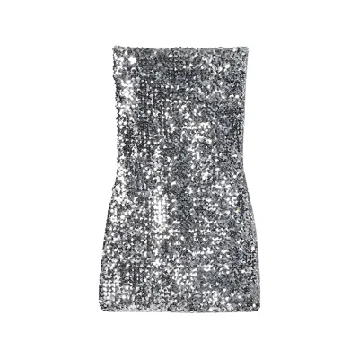 Gucci Sequin Mini Dress In Silver