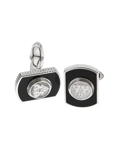 GUCCI GUCCI SILVER ENAMEL CUFFLINKS