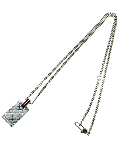 Pre-owned Gucci Silver Enamel Diamante Necklace Pendant (authentic Pre-loved)