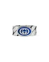 Gucci Silver Enamel Interlocking G Chain Ring 56 7.5 (authentic Pre-loved) In Silver