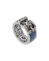 Gucci Silver Enamel Tiger Ring In Blue