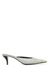 Gucci Fabric Mules Pointed Toe Stiletto Heel Textured In Silver
