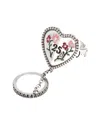 Gucci Silver Floral Enamel Black Spinel Double Ring In Metallic