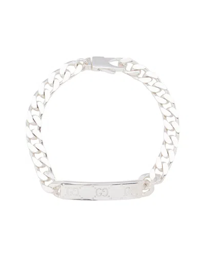 Pre-owned Gucci Silver Gg Tag Id Bracelet (authentic Pre-loved)
