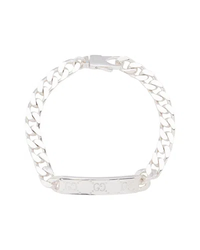 Pre-owned Gucci Silver Gg Tag Id Bracelet (authentic Pre-loved)