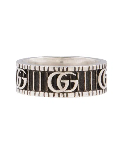 Pre-owned Gucci Silver Gg Wide Ring (authentic Pre-loved)