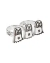 Gucci Silver Ghost 2 Finger Band Large Ring In Metallic