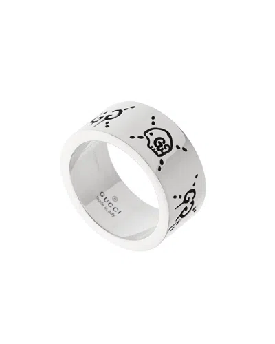 Gucci Silver Ghost Band Ring In Metallic
