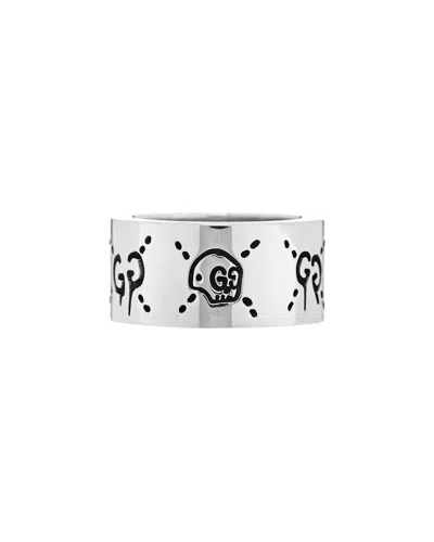 GUCCI GUCCI SILVER GUCCIGHOST HAMLET SKULL BAND RING (AUTHENTIC PRE-LOVED)