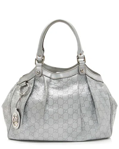 Gucci Silver Ssima Leather Sukey Medium Tote (authentic Pre-loved)