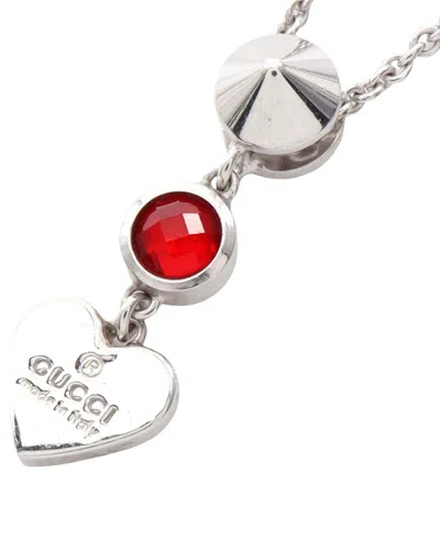 Pre-owned Gucci Silver Heart Necklace (authentic Pre-loved)