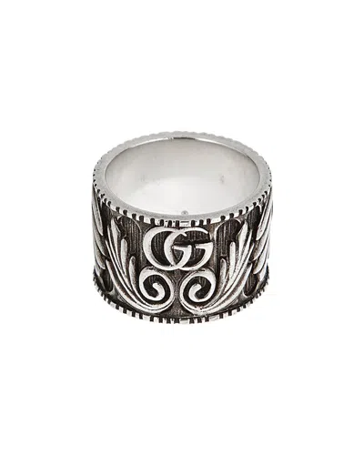 Gucci Silver Interlocking G Band Ring In Metallic