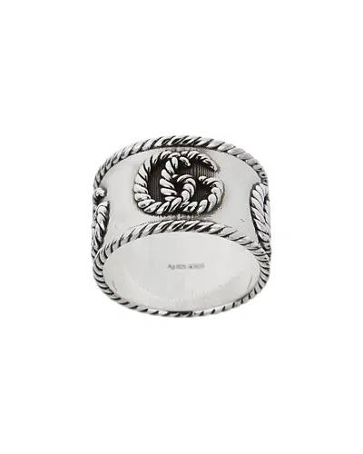 GUCCI GUCCI SILVER INTERLOCKING G BAND STYLE LOGO RING