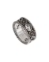 Gucci Silver Interlocking G Flower Band Ring In Gray