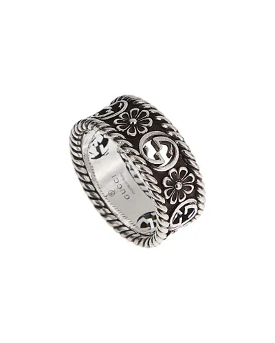 GUCCI GUCCI SILVER INTERLOCKING G FLOWER BAND RING