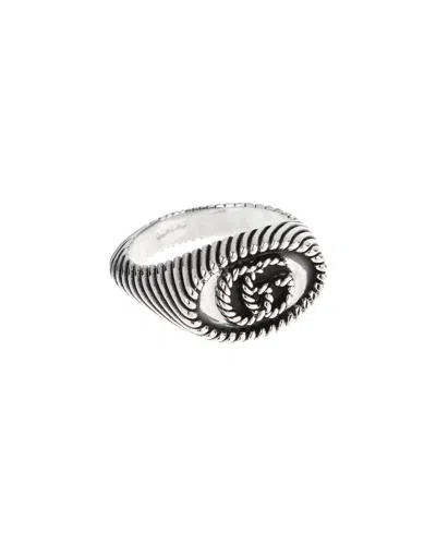 Gucci Silver Interlocking G Logo Ring In Metallic