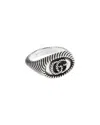 Gucci Silver Interlocking G Medium Logo Ring In Metallic