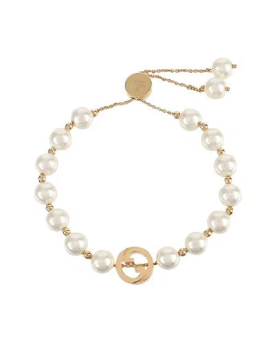 Pre-owned Gucci Silver Interlocking Pearl Bracelet (authentic Pre-loved)