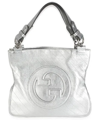 Gucci Silver Leather Sakai Diagonal Stitched Small Blondie Tote (authentic  Pre-loved)