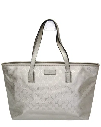 Gucci Silver Leather Tote (authentic Pre-loved)