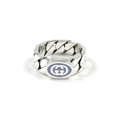 Pre-owned Gucci Silver Light Purple Enamel Silver 925 Band Ring () In Silver, Light Purple