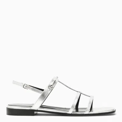 Gucci Silver Low Sandals With Horsebit Women