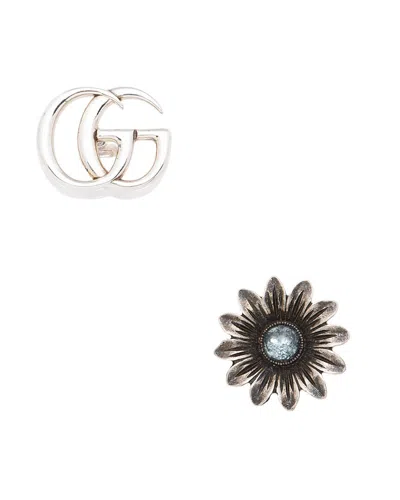 Pre-owned Gucci Silver Marmont Flower Stud Earrings (authentic Pre-loved)