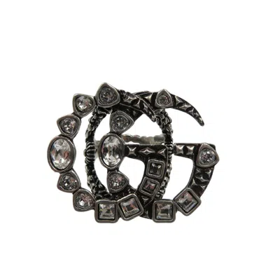 Pre-owned Gucci Silver Metal Rhinestone Band Ring ()