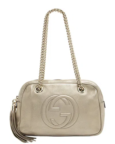 Gucci Silver Metallic Leather
