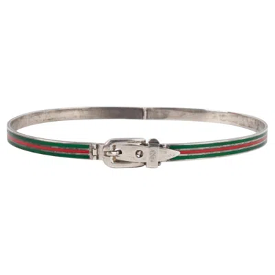 Pre-owned Gucci Silver Necklace With Green And Red Enamel